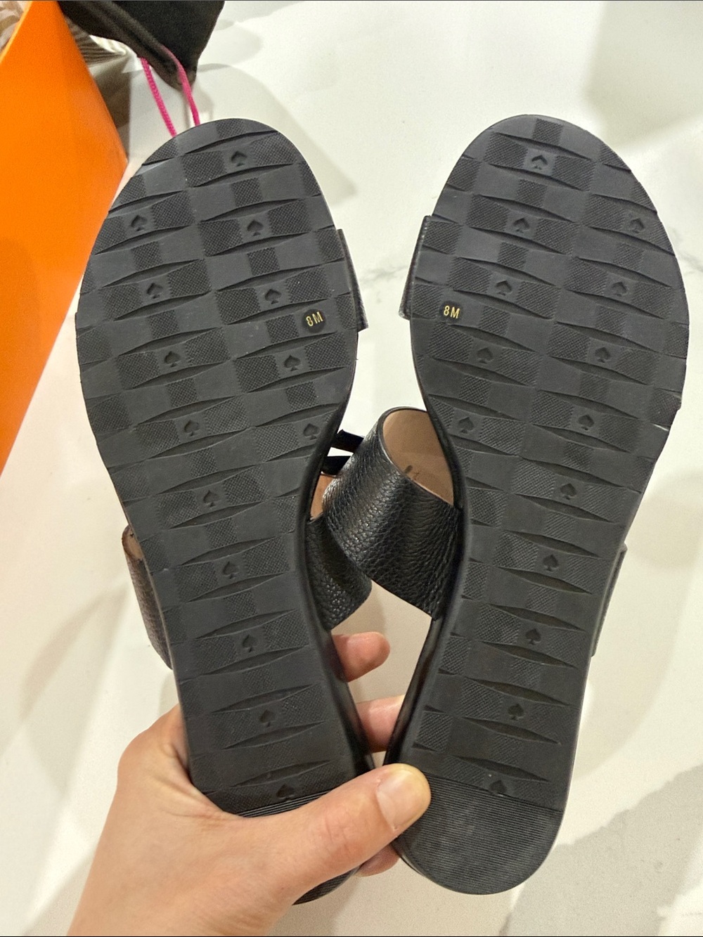 Kate Spade ‘Tulia’ Double Band Slide Sandals with Bow Details. Black. Size 8. - Picture 11 of 15
